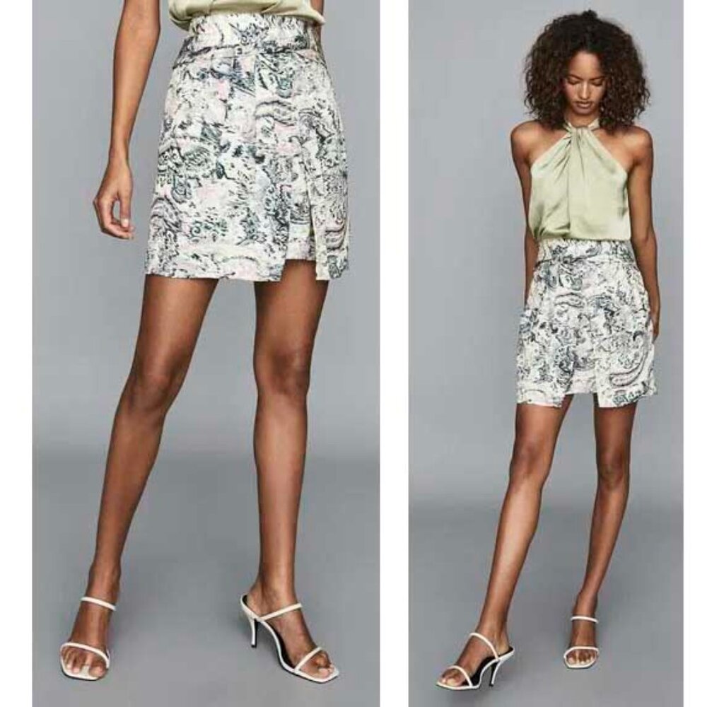REISS Womens Amy Pleated Mini Skirt Dizzy Floral Print 6 NWT